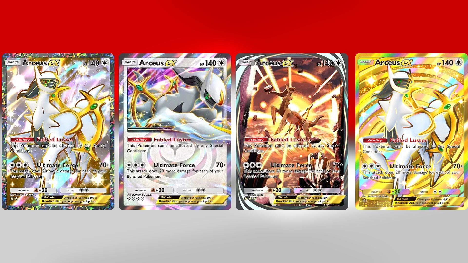 All Arceus ex variants in PTCGP (Image via TPC)